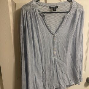 Nine West Light Blue Striped Blouse